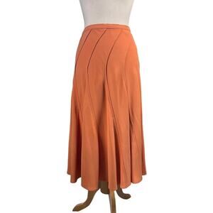 Doncaster Silk Midi Skirt Size 10 Burnt Orange Old Money Classic Workwear Luxury